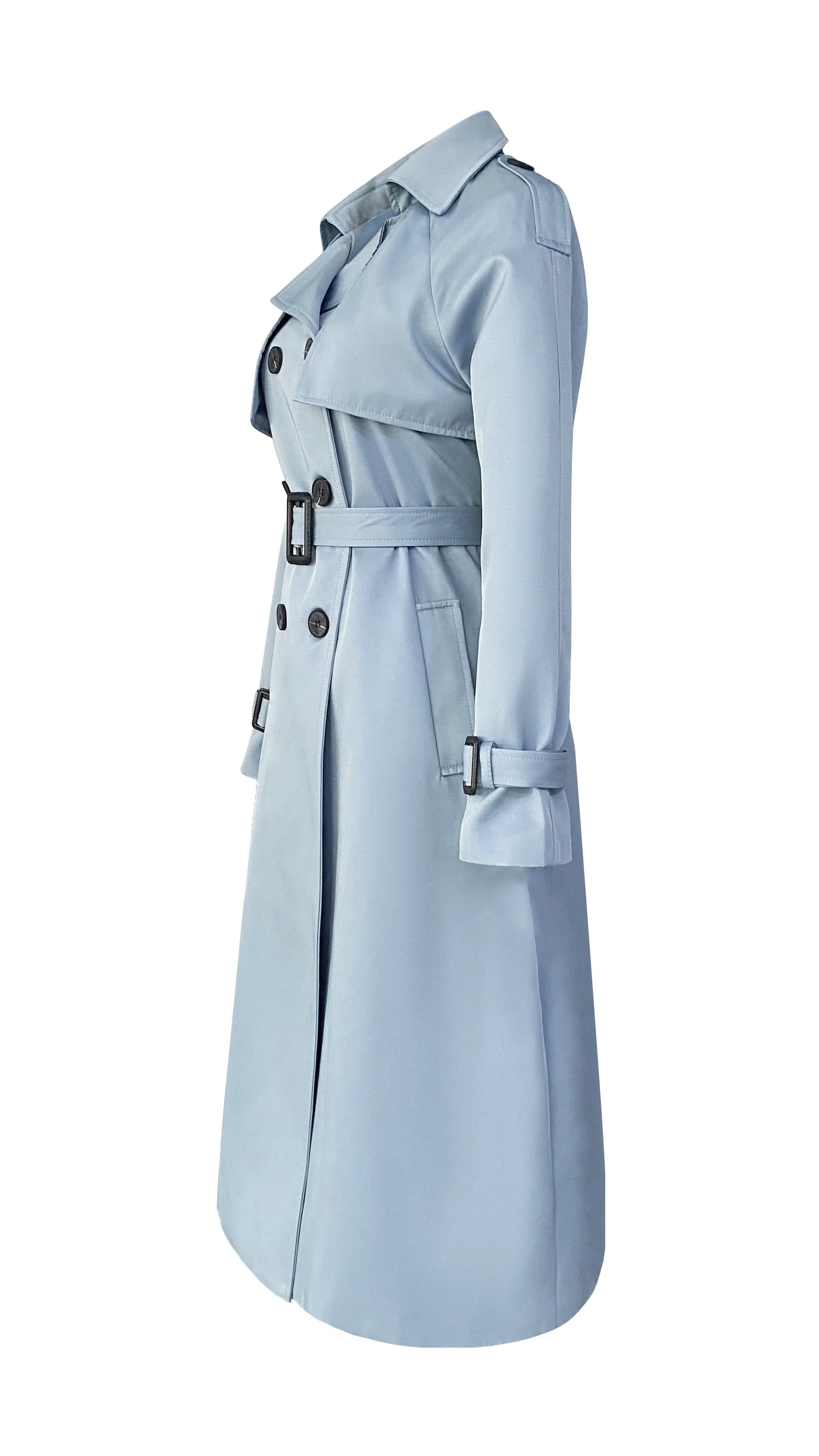 Classic Luxury Trench Coat - Pacific Blue