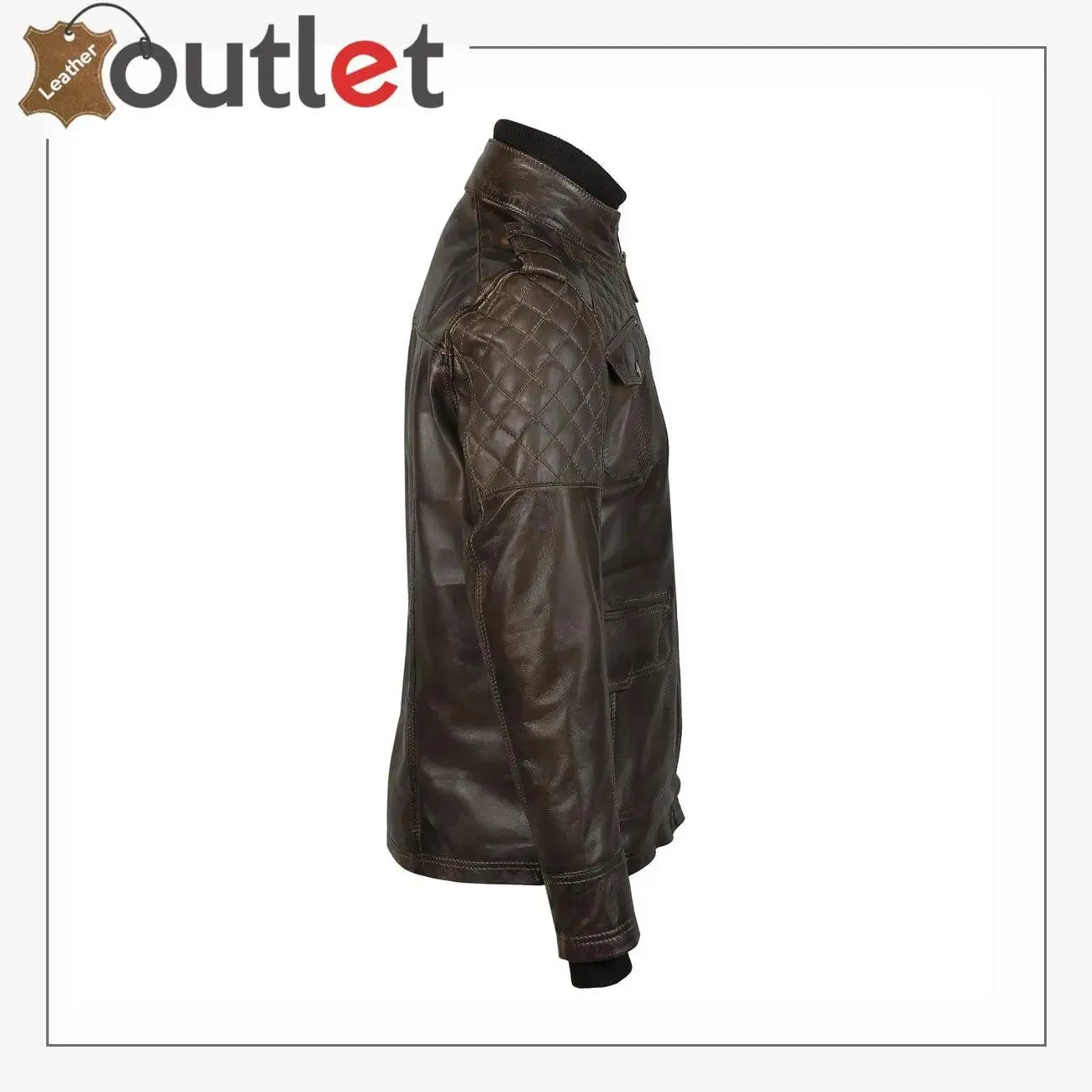 Classic Style Genuine Mens Motorcycle Leather Ridding Jacket