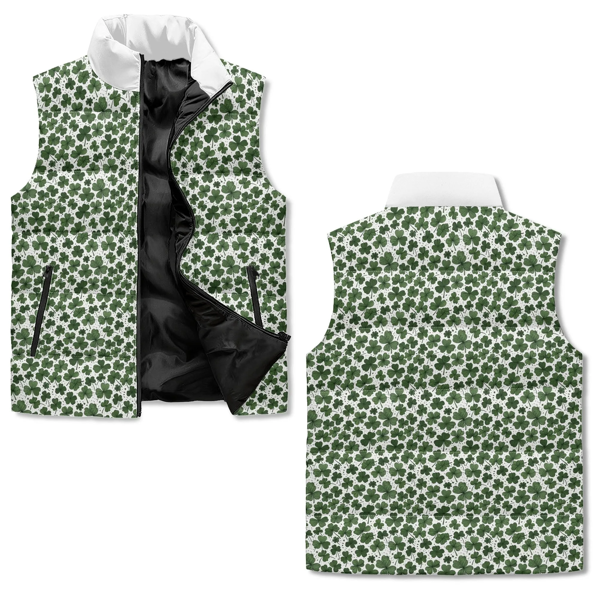 Clovers Unisex Lightweight Stand Collar Zip Up Puffer Vest