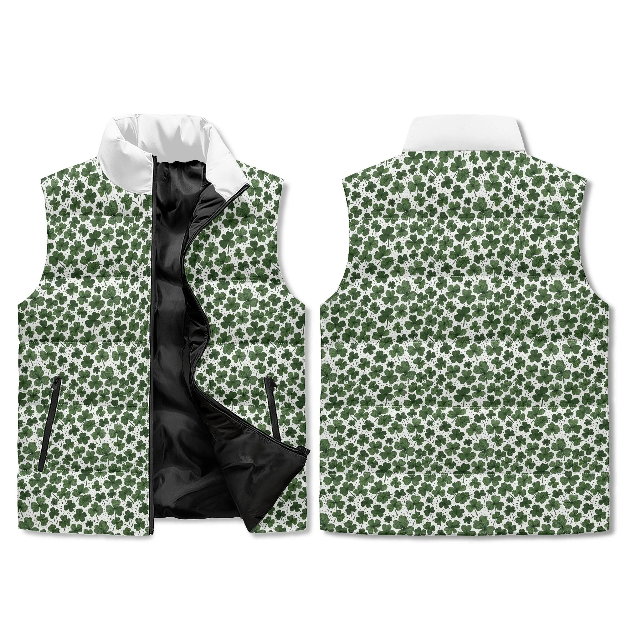 Clovers Unisex Lightweight Stand Collar Zip Up Puffer Vest