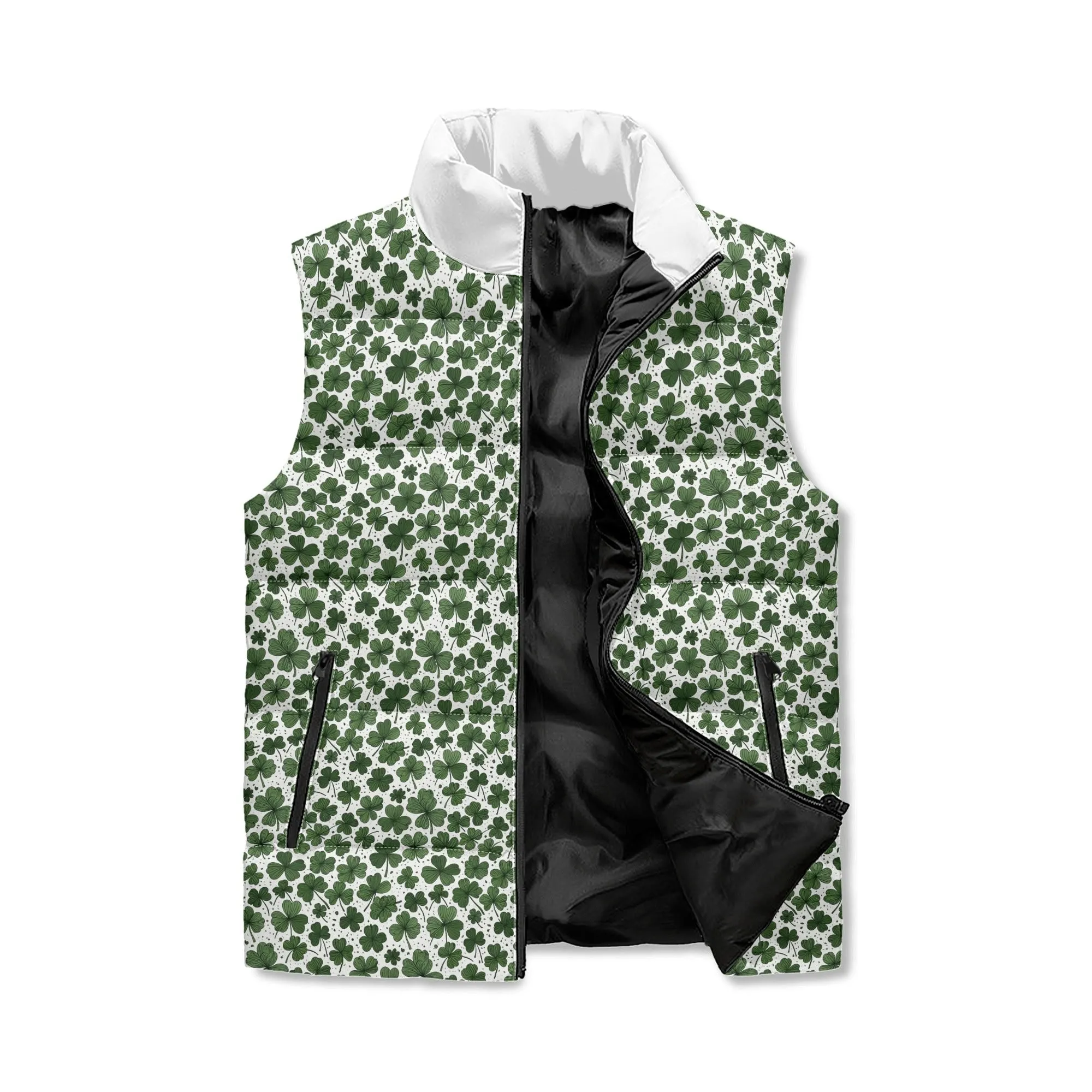 Clovers Unisex Lightweight Stand Collar Zip Up Puffer Vest