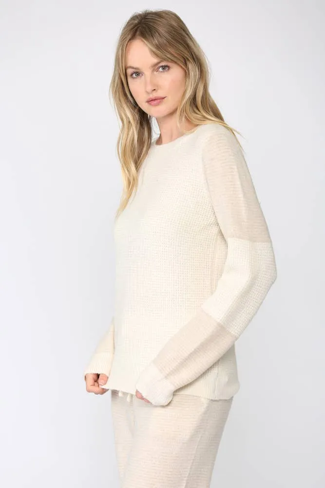 Color Block Waffle Knitted Sweater