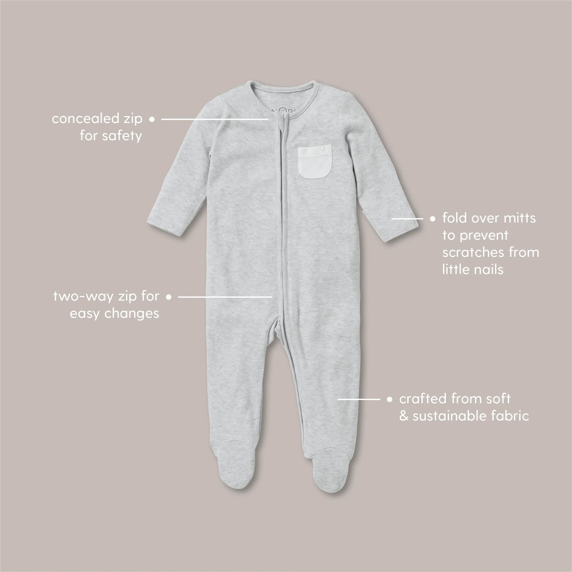 Crab & Shell Clever Zip Baby Pajamas