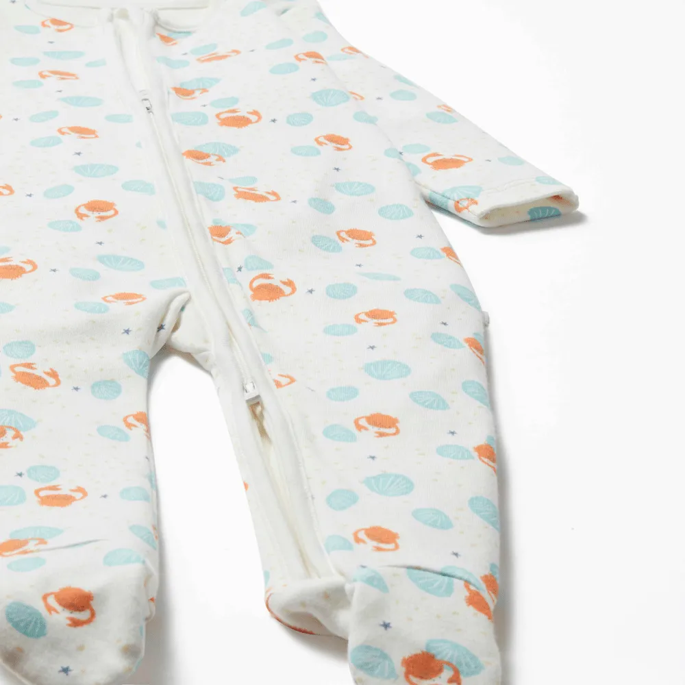 Crab & Shell Clever Zip Baby Pajamas