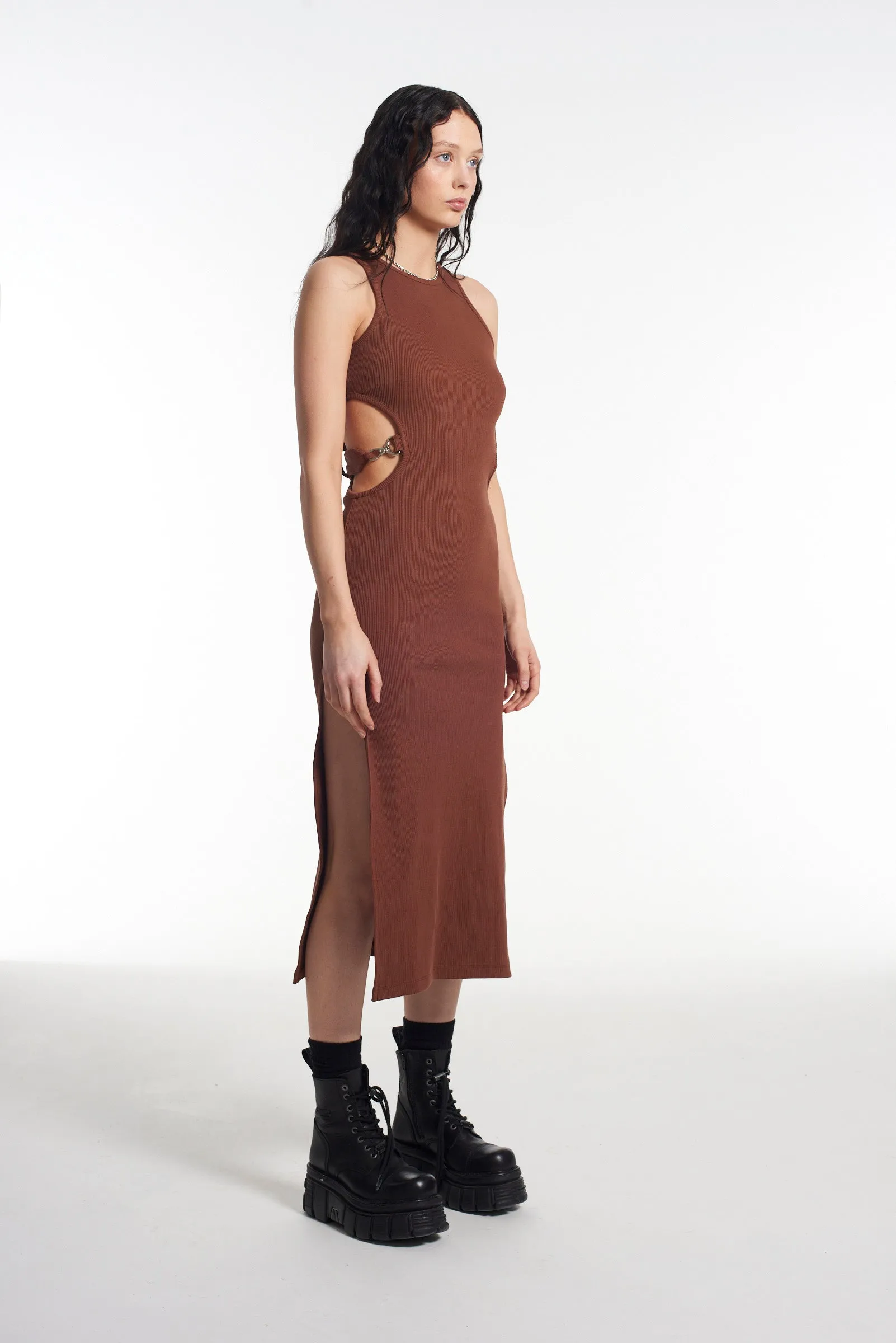 Darkside Vest Dress Brown