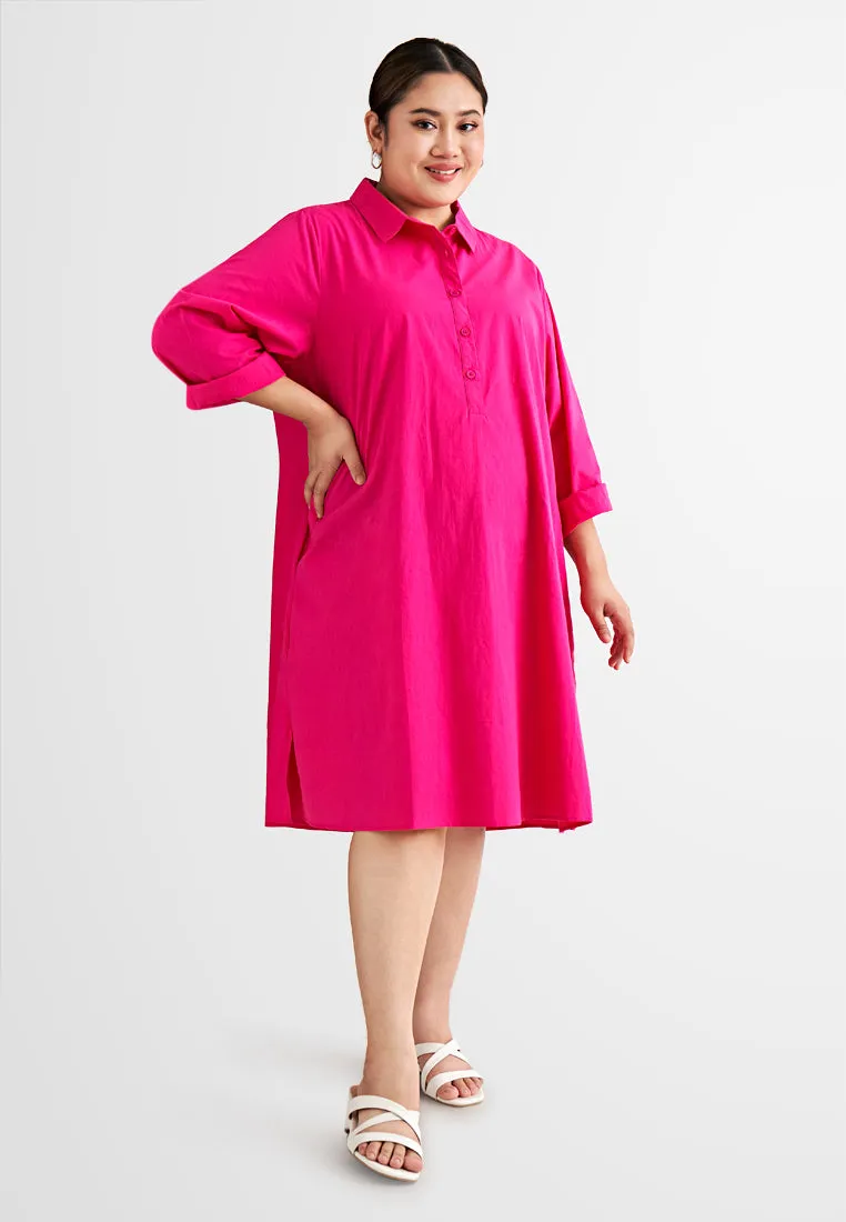 Darlene Vibrant Half Button Shirt Dress