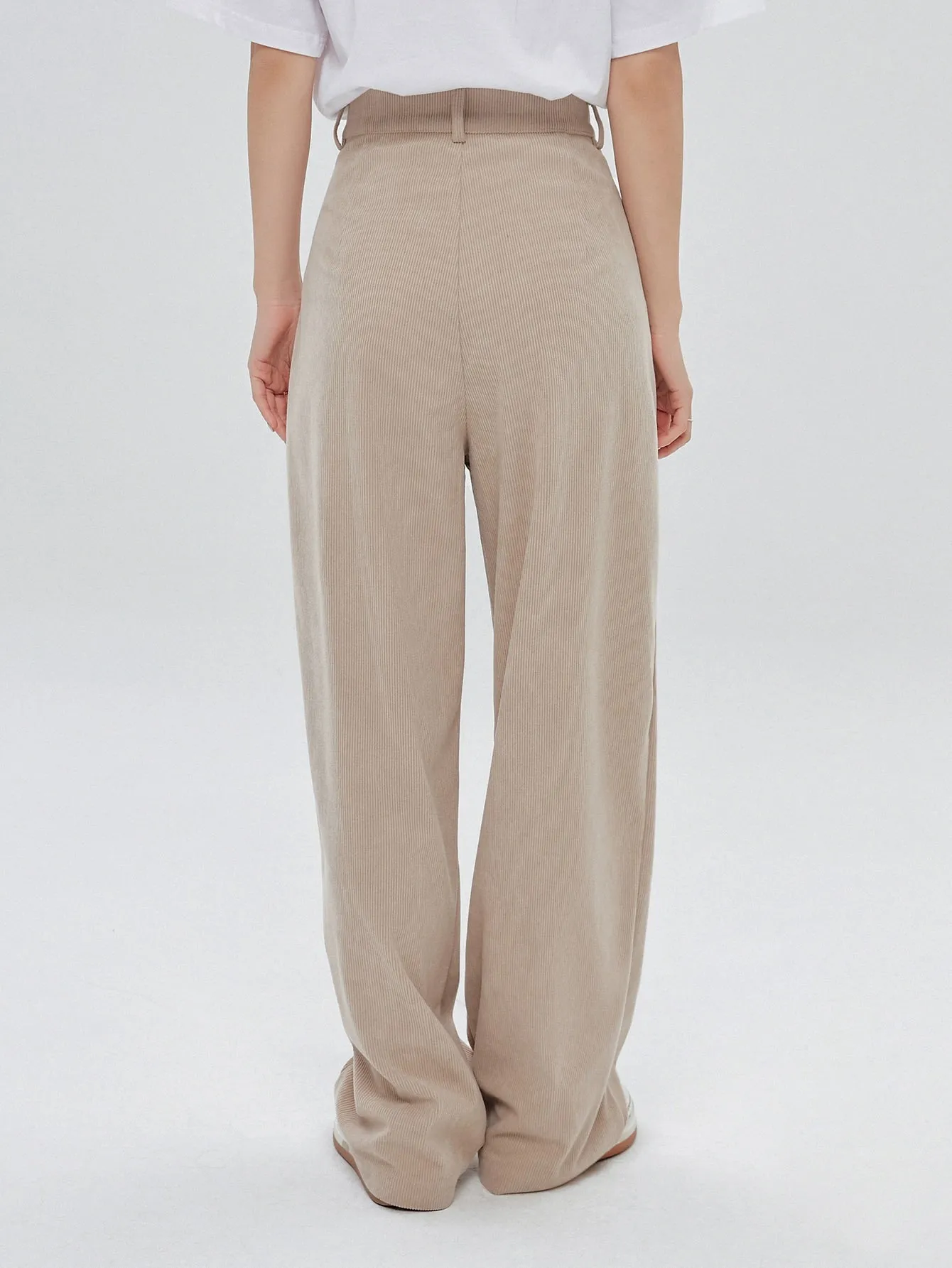 DAZY High Waist Plicated Detail Corduroy Pants