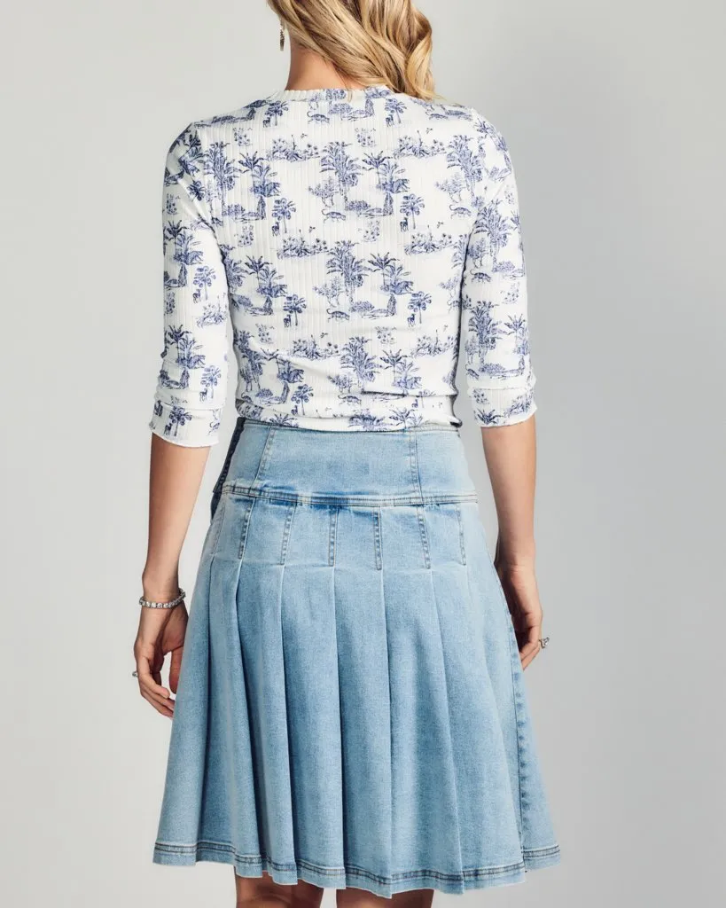 Denim Pleated Skirt