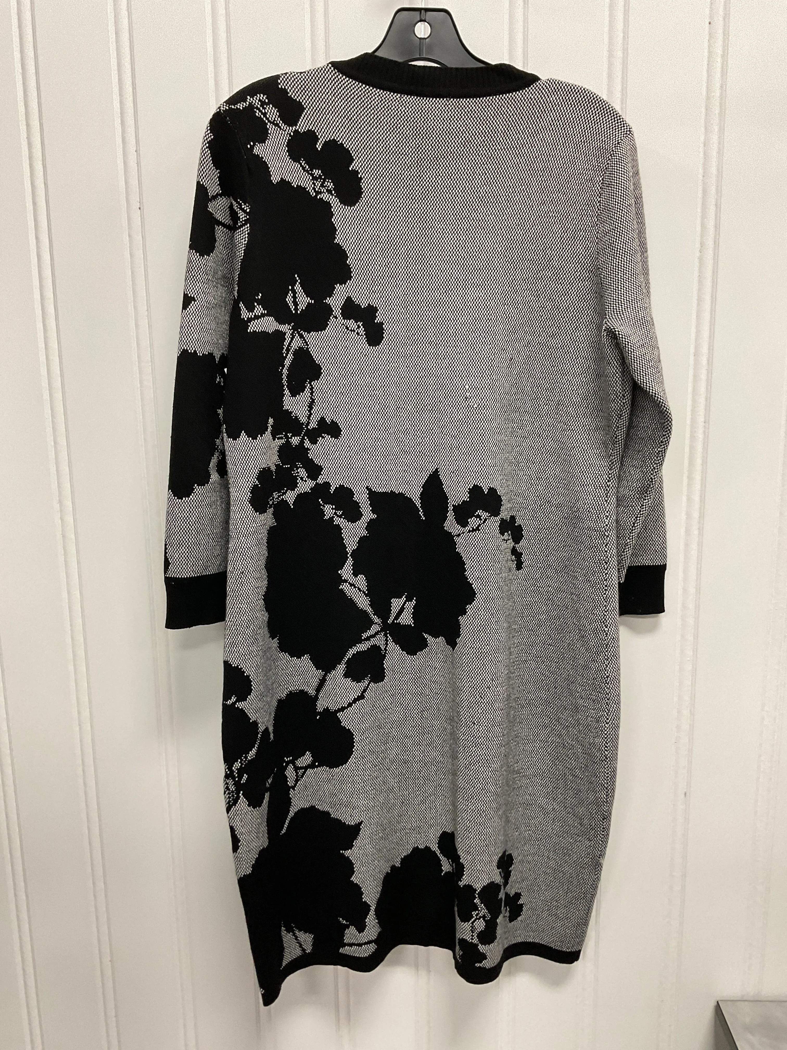 Dress Sweater By Calvin Klein In Black & Grey, Size: L