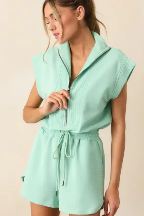 Embrace Today Mint Green Half Zip Romper