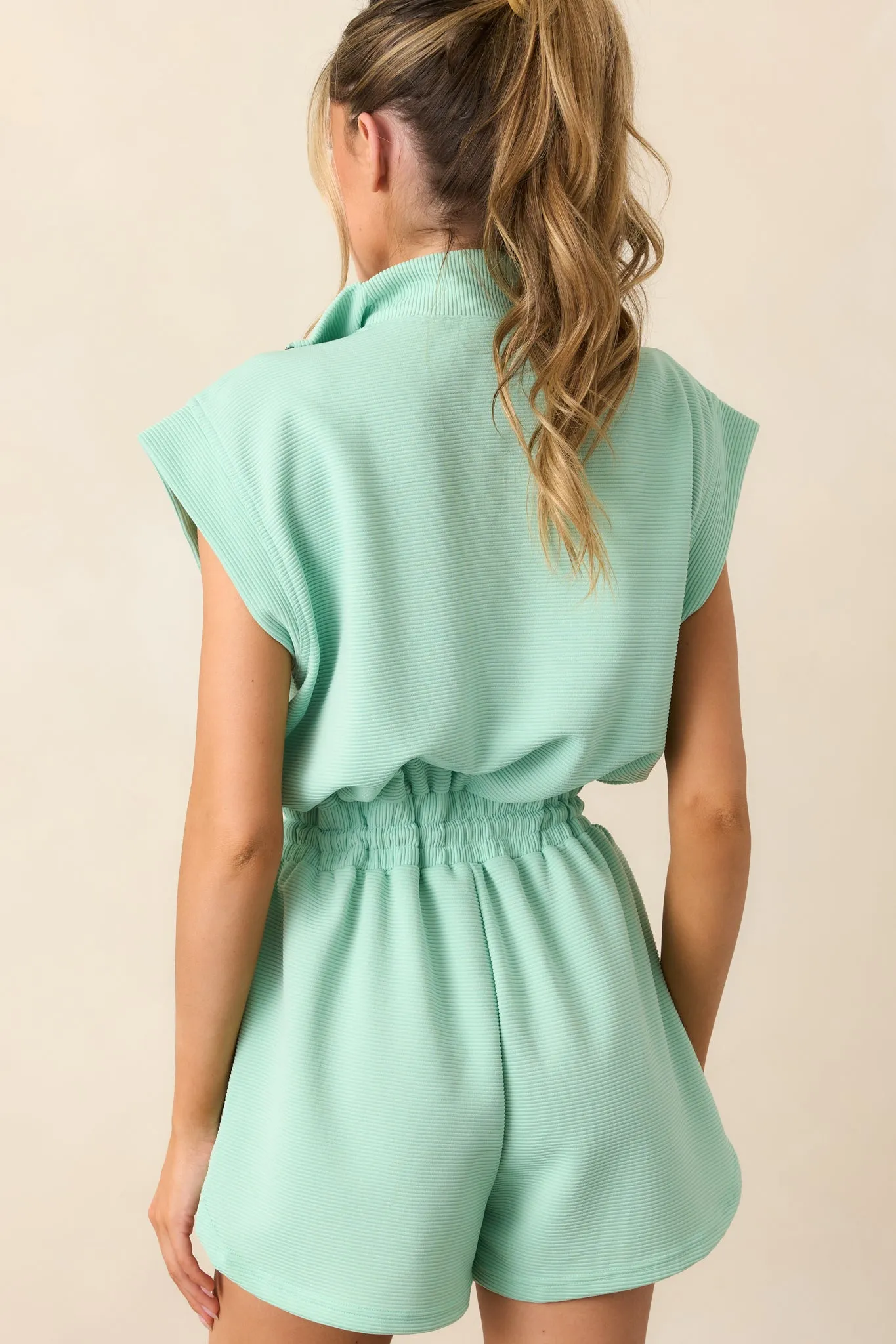 Embrace Today Mint Green Half Zip Romper