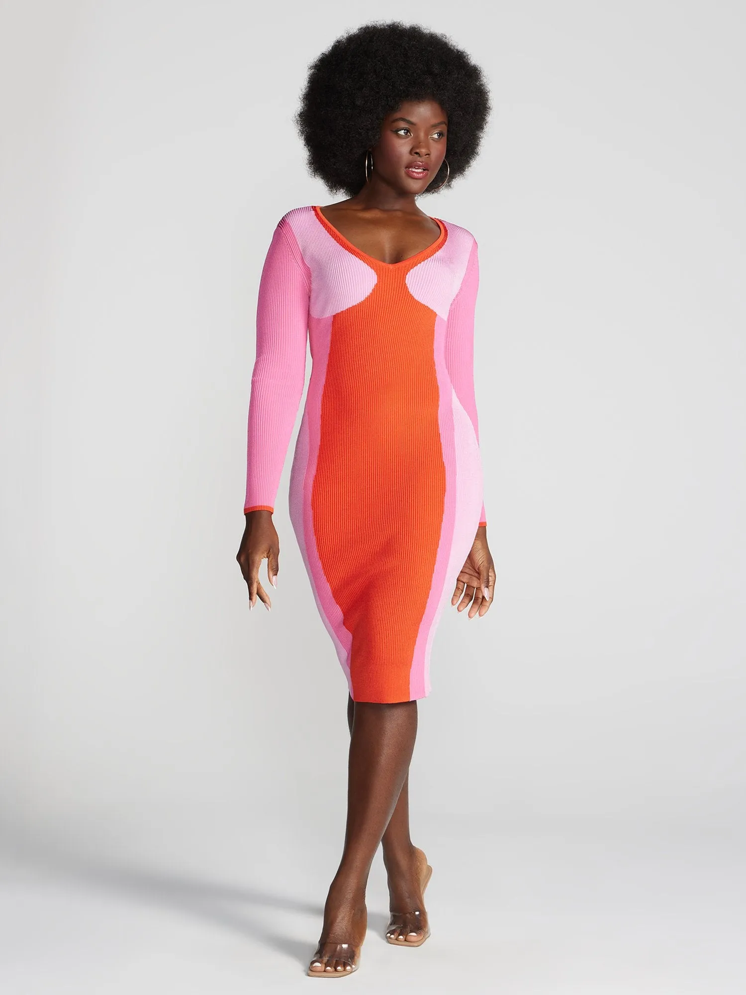 Emmesha Colorblock Ribbed Sweater Dress