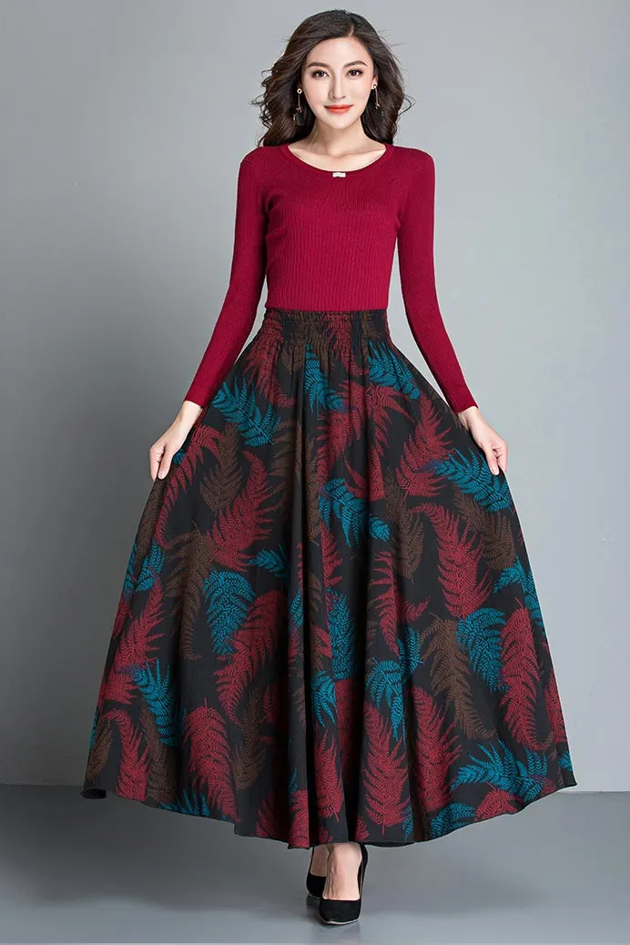 Floral midlife pleated skirt for women S011