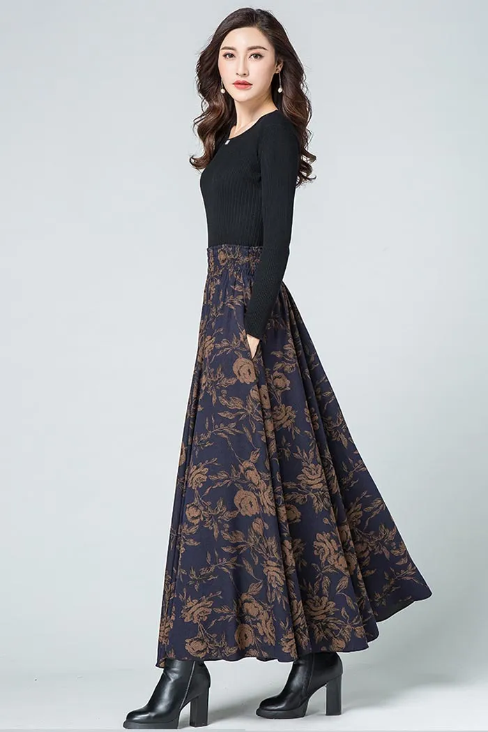 Floral midlife pleated skirt for women S011