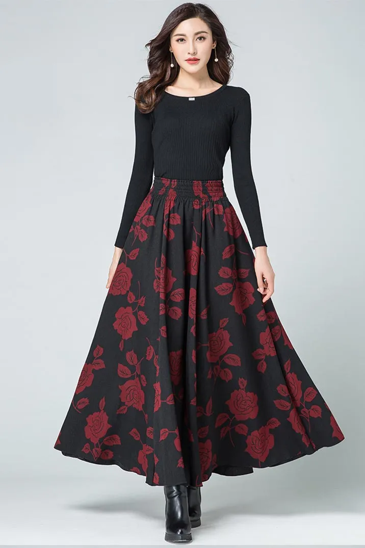 Floral midlife pleated skirt for women S011