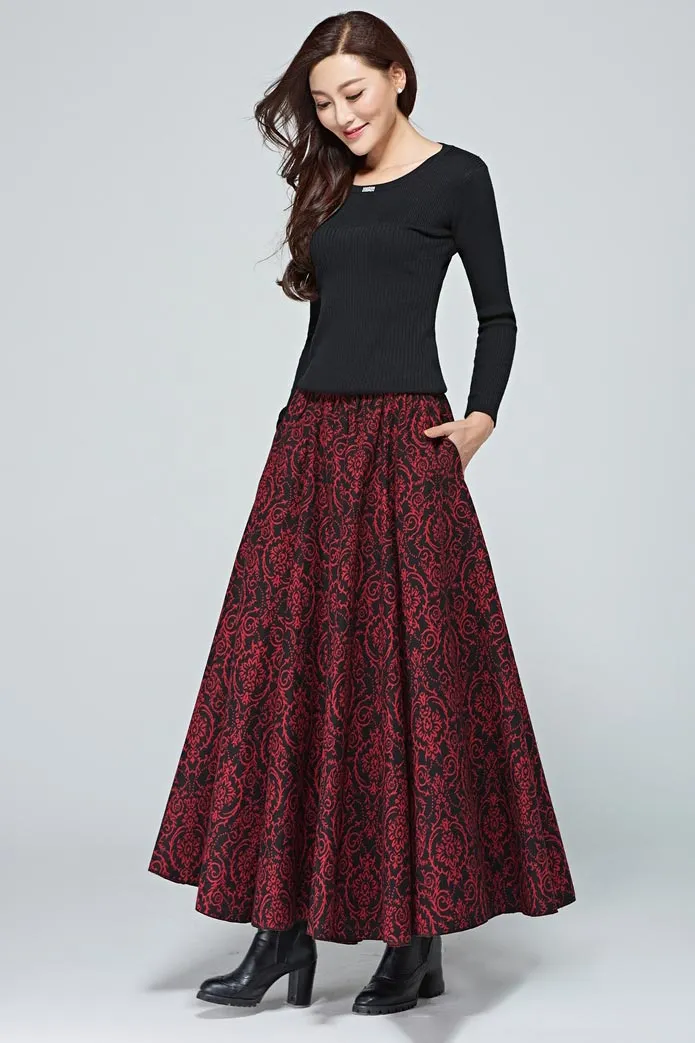 Floral midlife pleated skirt for women S011