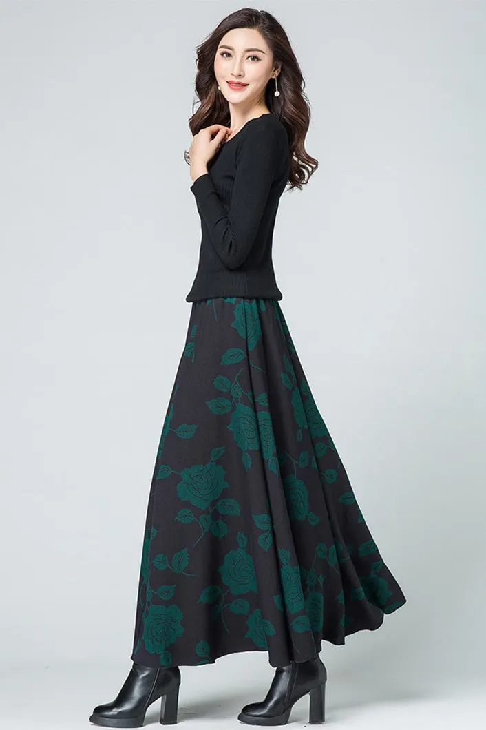 Floral midlife pleated skirt for women S011