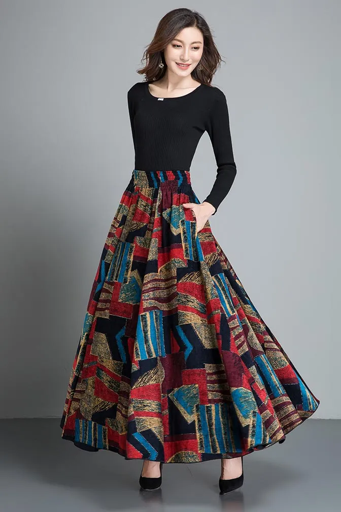 Floral midlife pleated skirt for women S011