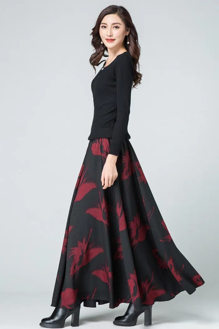 Floral midlife pleated skirt for women S011