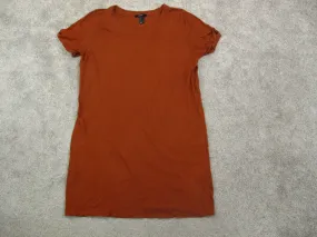 Forever 21 Womens Pullover Sweater Dress Crew Neck Short Sleeves Orange SZ Large