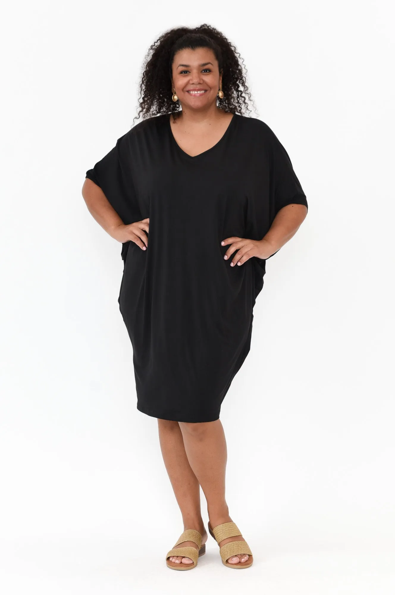 Freya Black Bamboo Batwing Dress