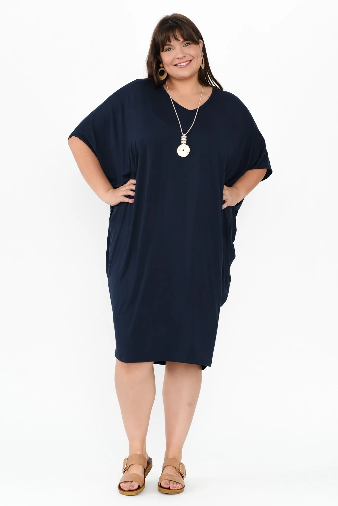 Freya Navy Bamboo Batwing Dress