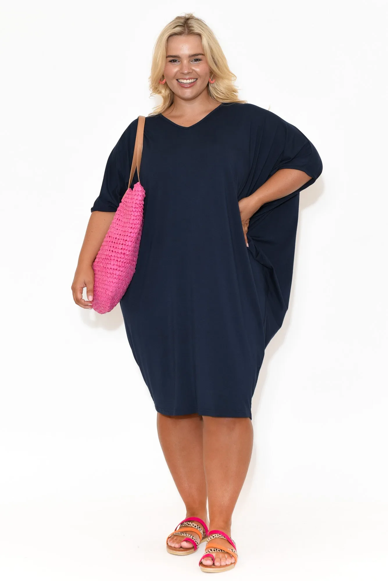 Freya Navy Bamboo Batwing Dress