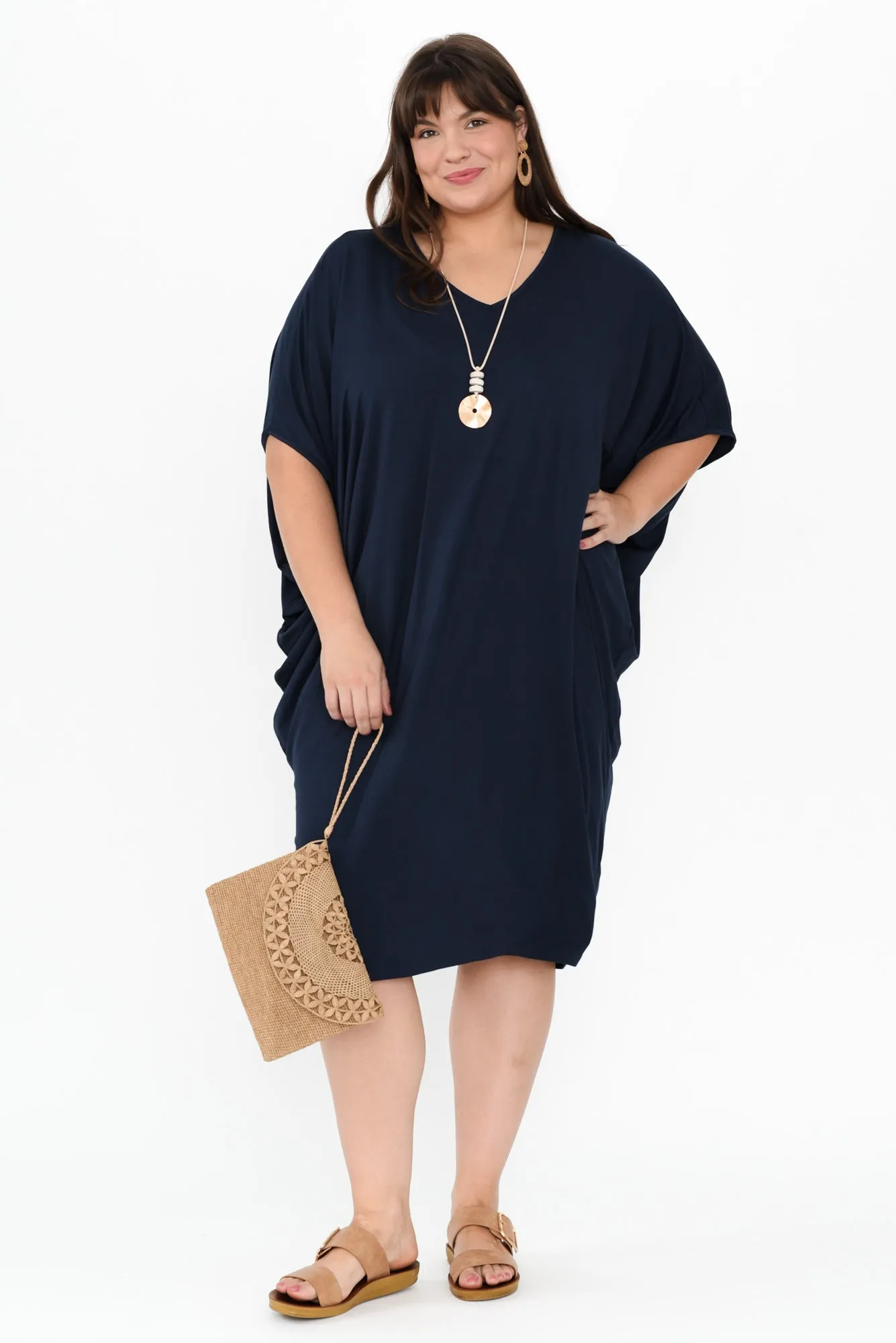 Freya Navy Bamboo Batwing Dress