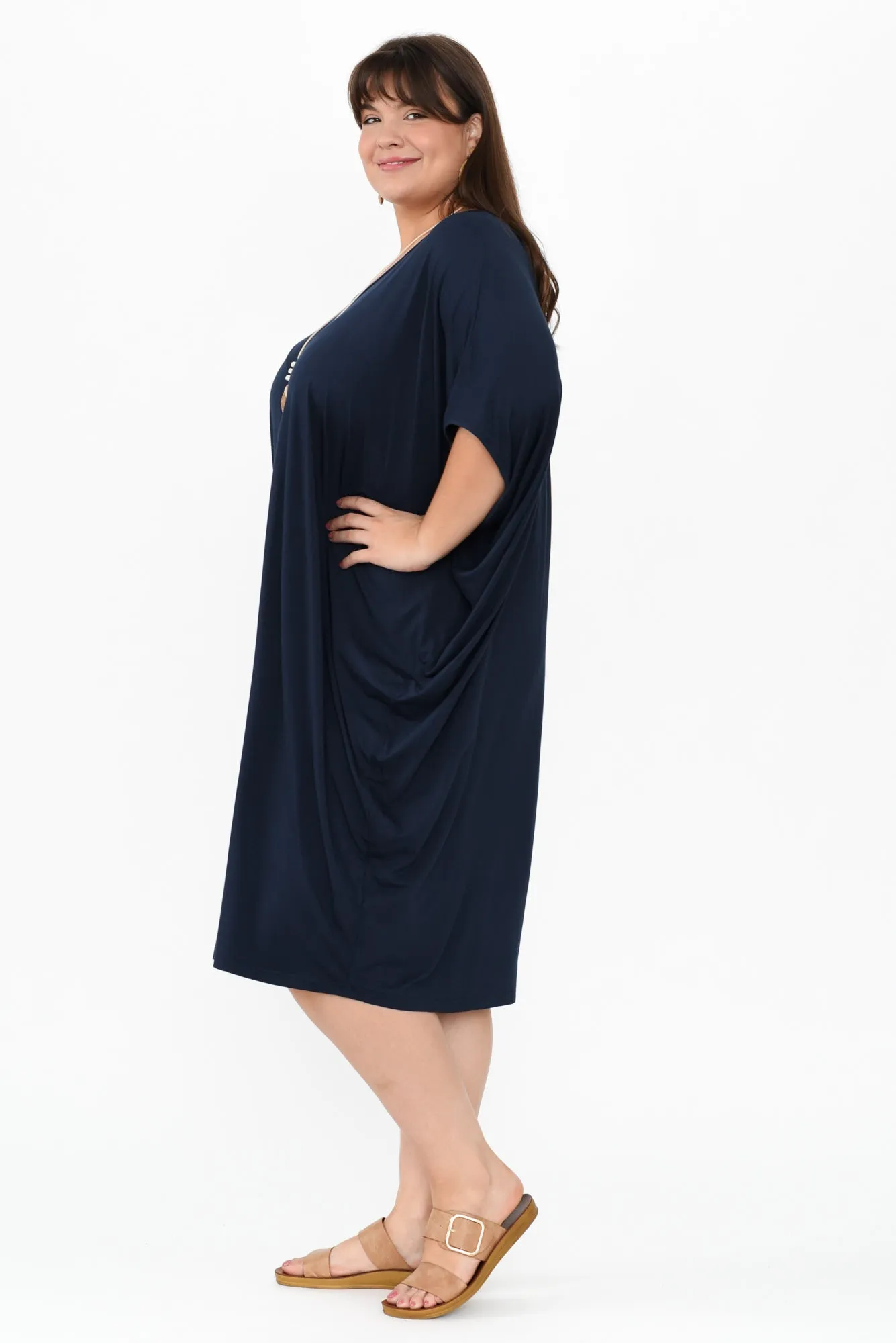 Freya Navy Bamboo Batwing Dress