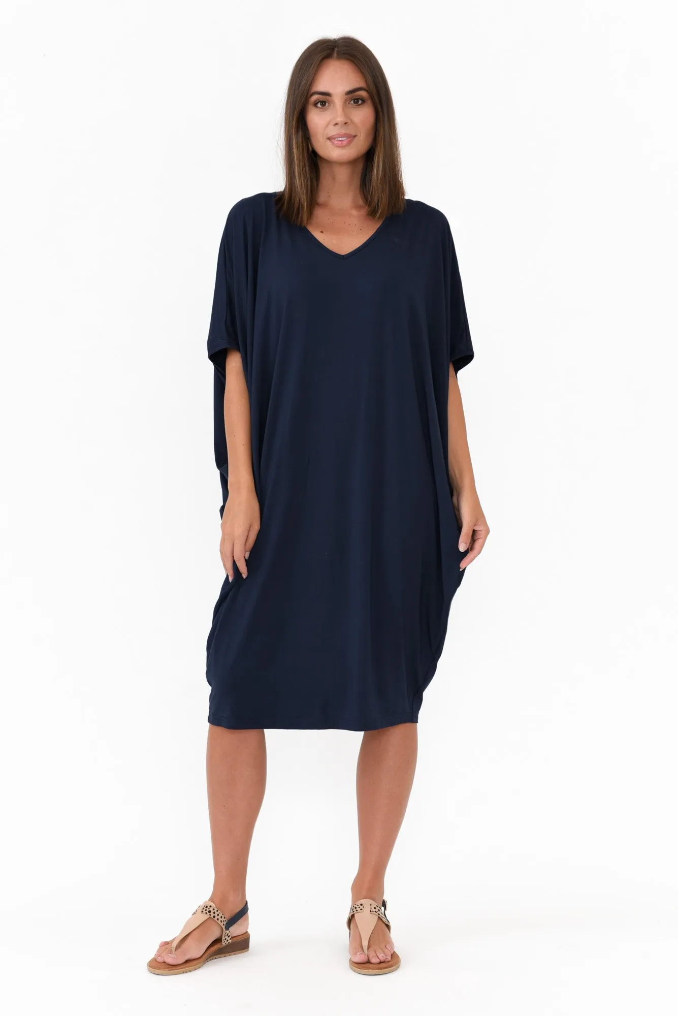 Freya Navy Bamboo Batwing Dress