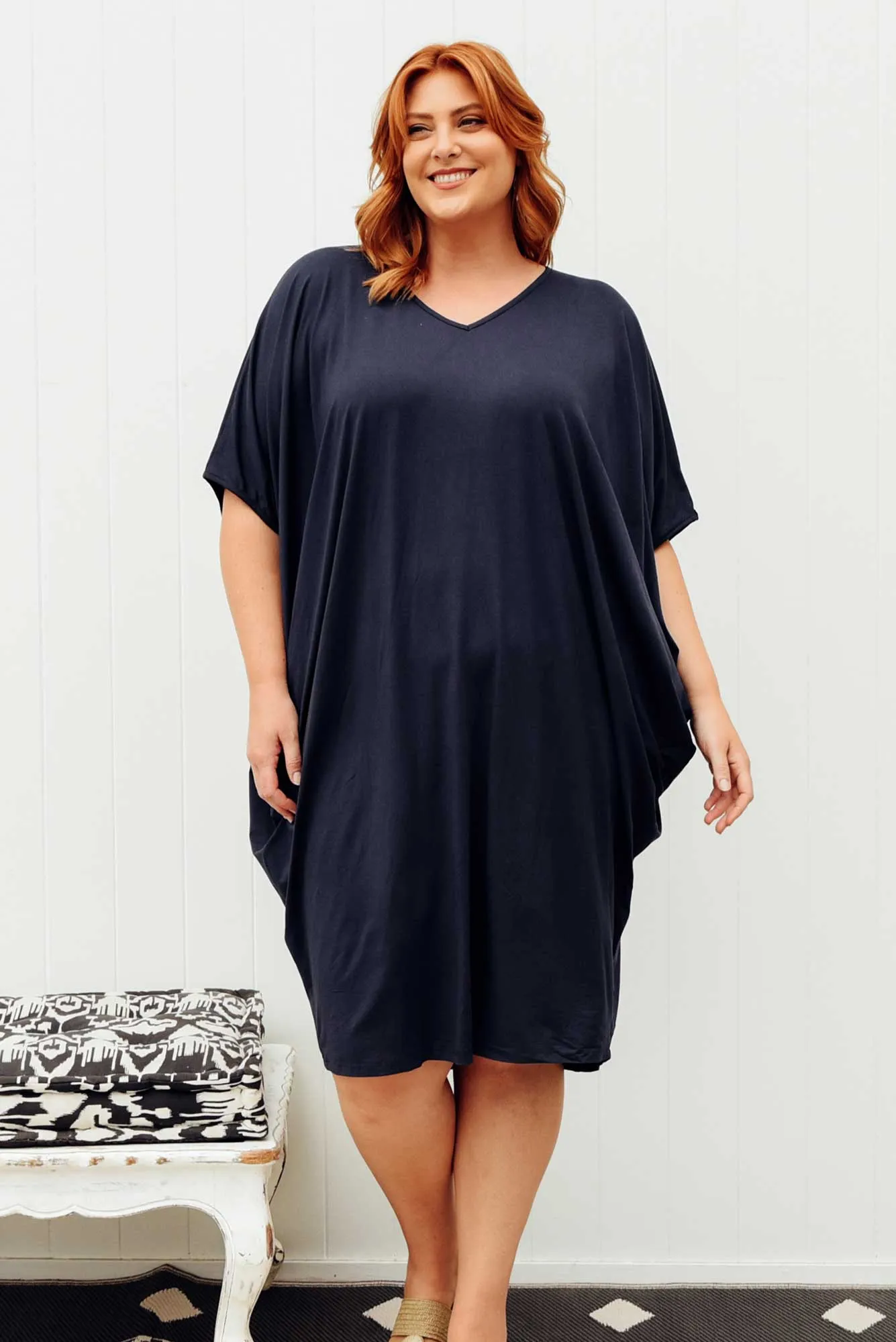 Freya Navy Bamboo Batwing Dress