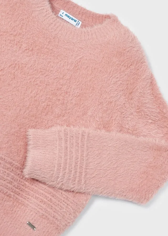 Girls Pink Fluffy Knit Sweater