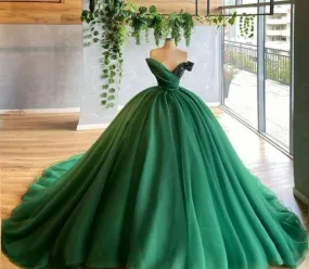 Green Quinceanera Dresses Ball Gown Sexy V Neck Tiered Ruffles Tulle Plus Size Formal Party Prom Evening Gowns     fg489