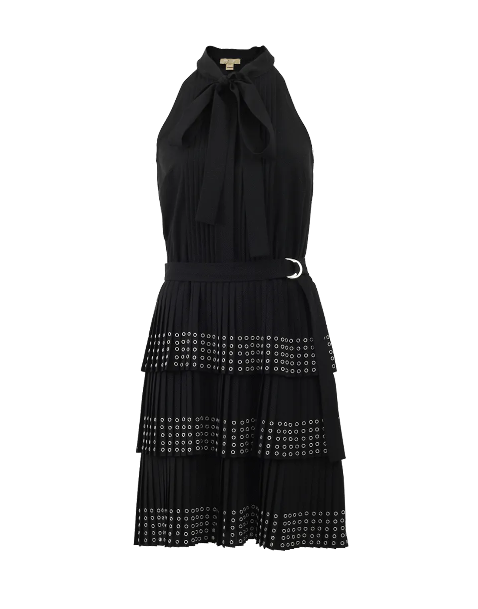 Grommet Pleated Dress