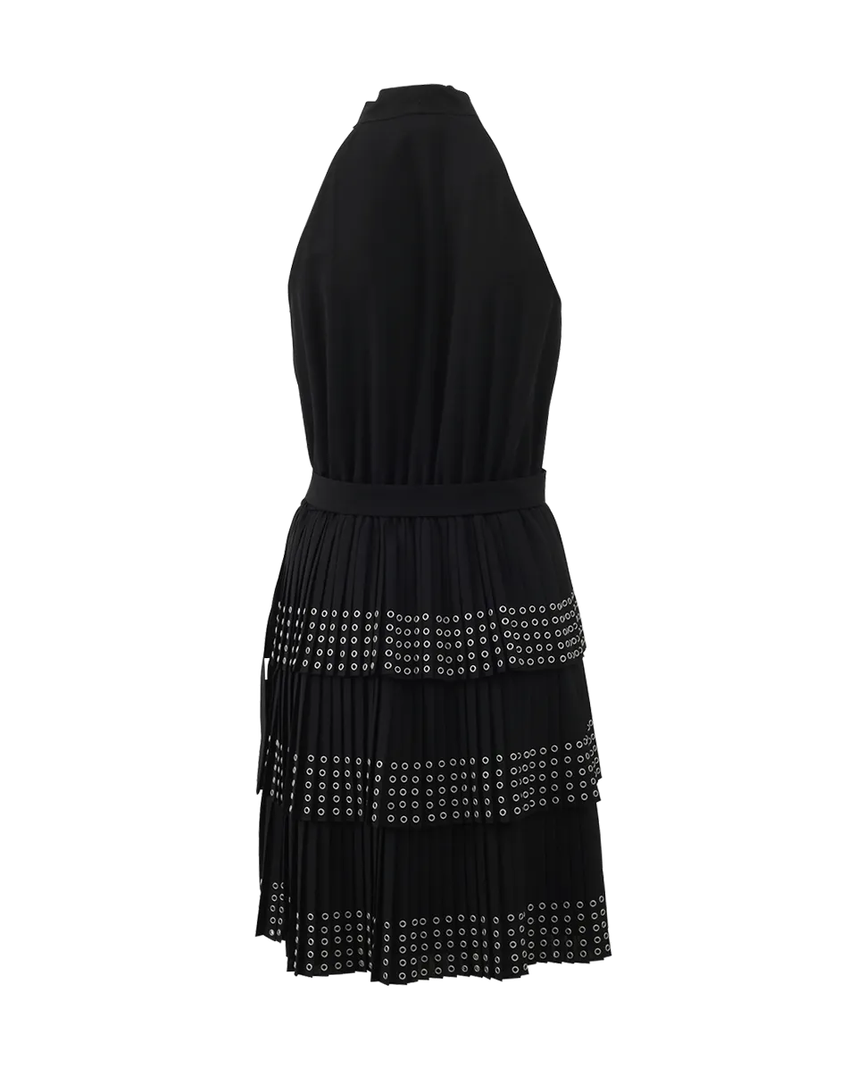 Grommet Pleated Dress