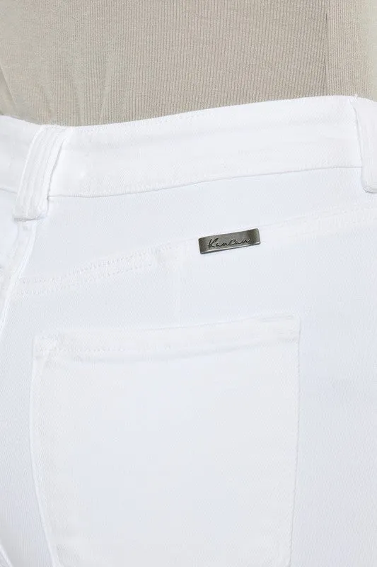 HIGH RISE WHITE FLARE JEANS-KC7410WT