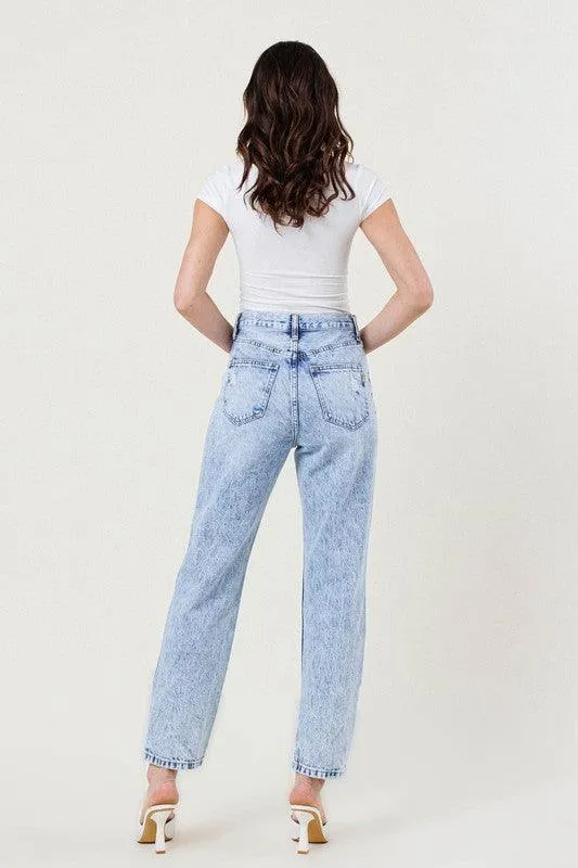 High Waisted Straight Leg In Vintage Acid Wash