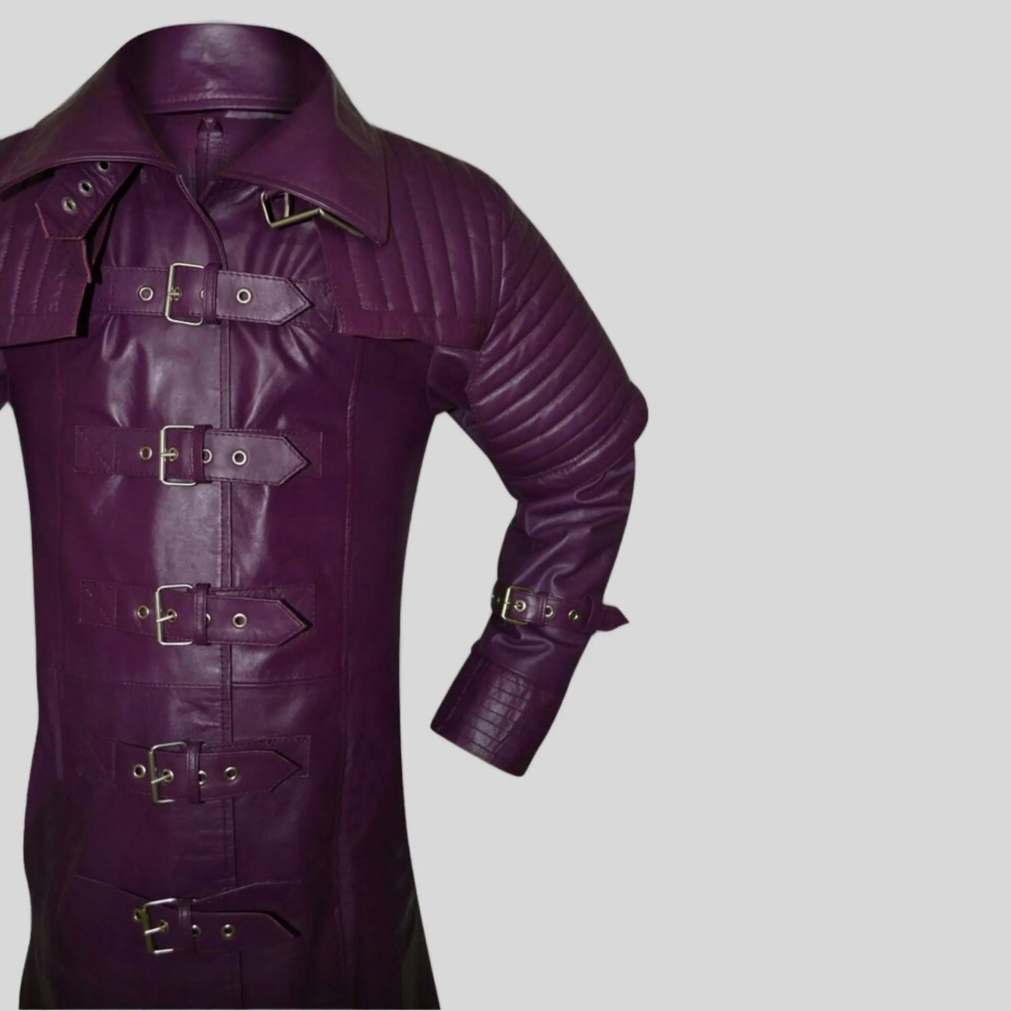 Hugh Jackman Van Helsing Purple Leather Long Trench Coat