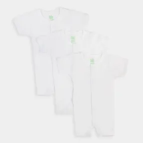 Infant Unisex Cotton Rompers 3Pcs - White