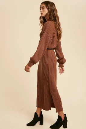 Isn't She Lovely Chunky Knit Sweater Midi Dress - Camel