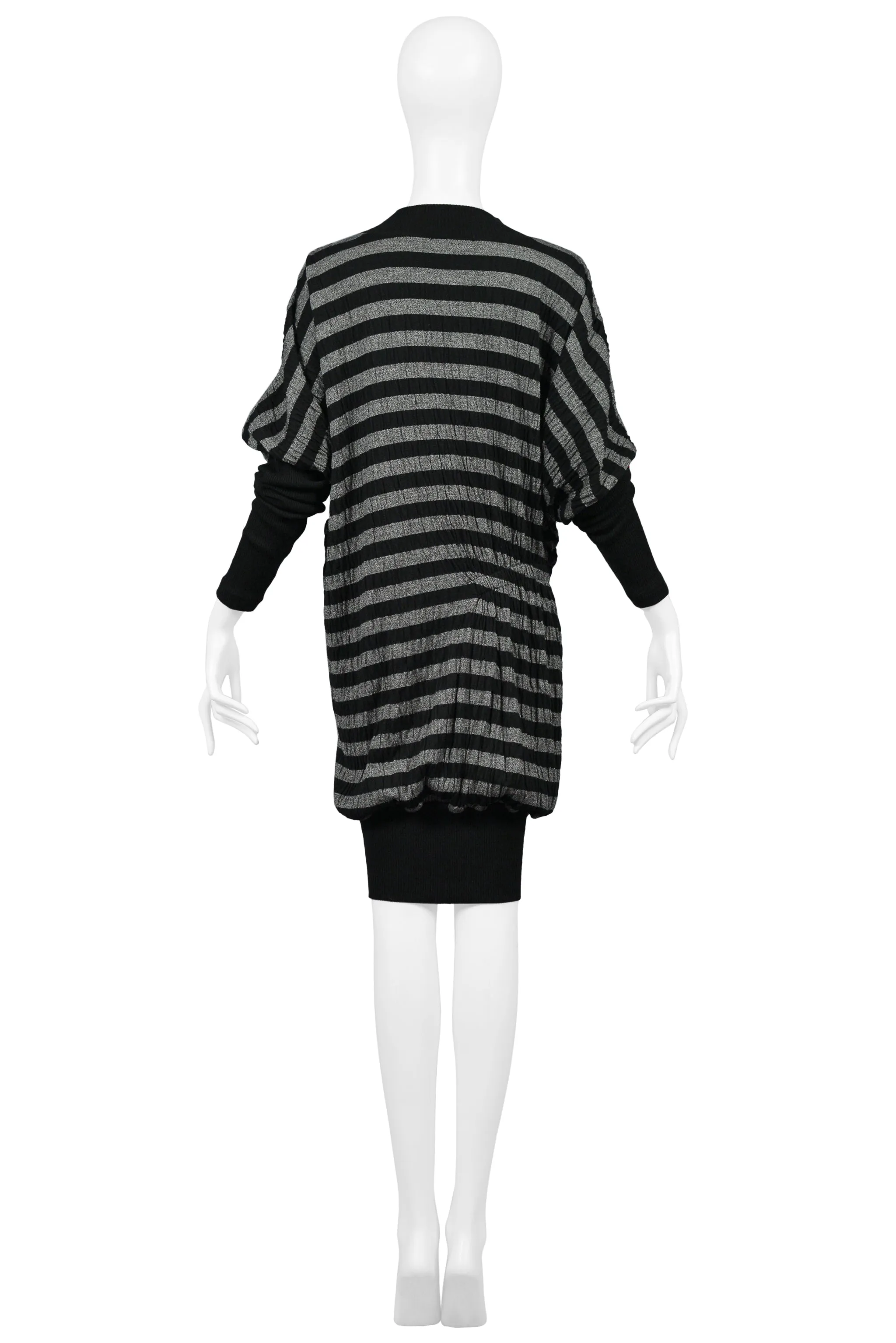 ISSEY MIYAKE BLACK & GREY STRIPE DRESS