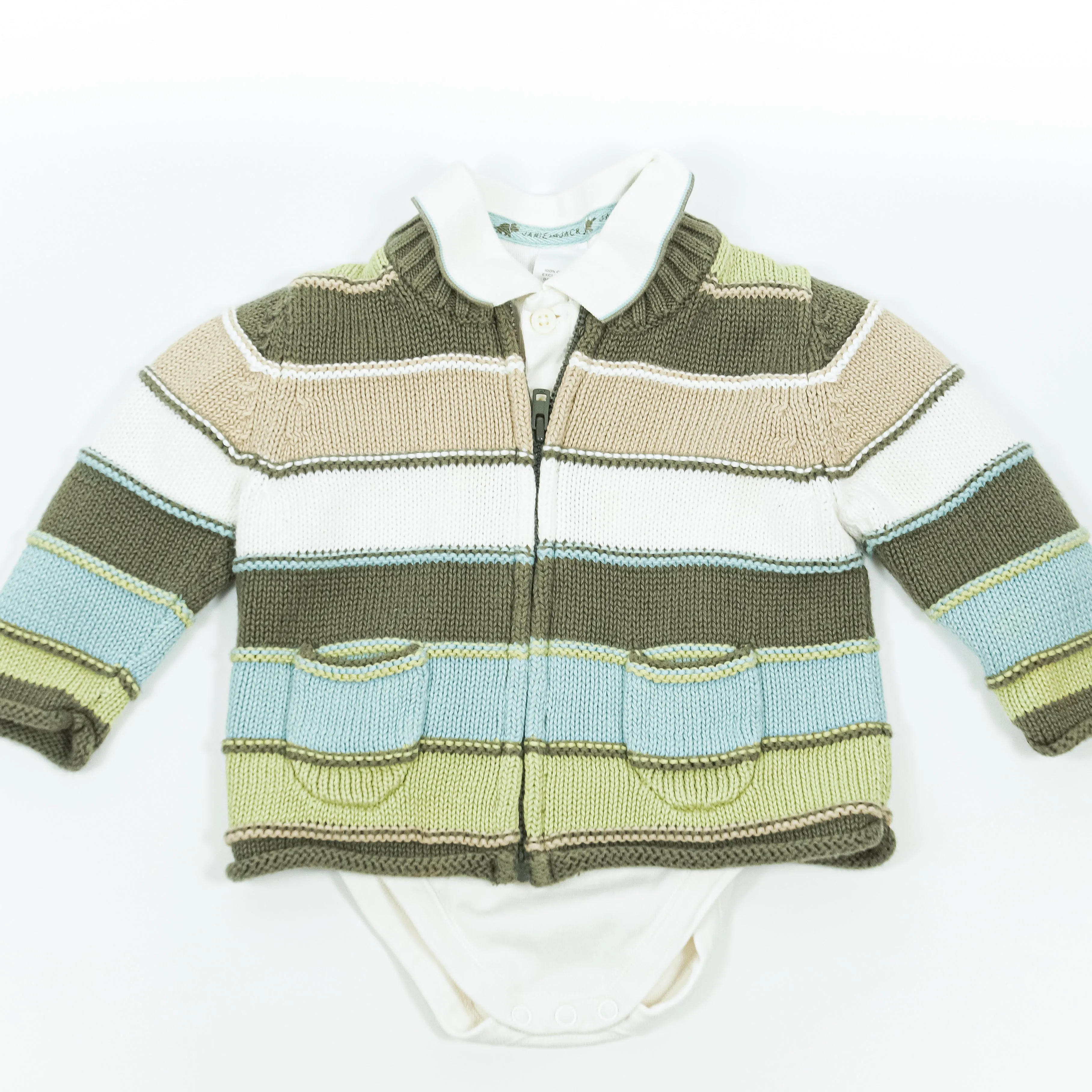 Janie and Jack Collared Onesie & Zip Sweater