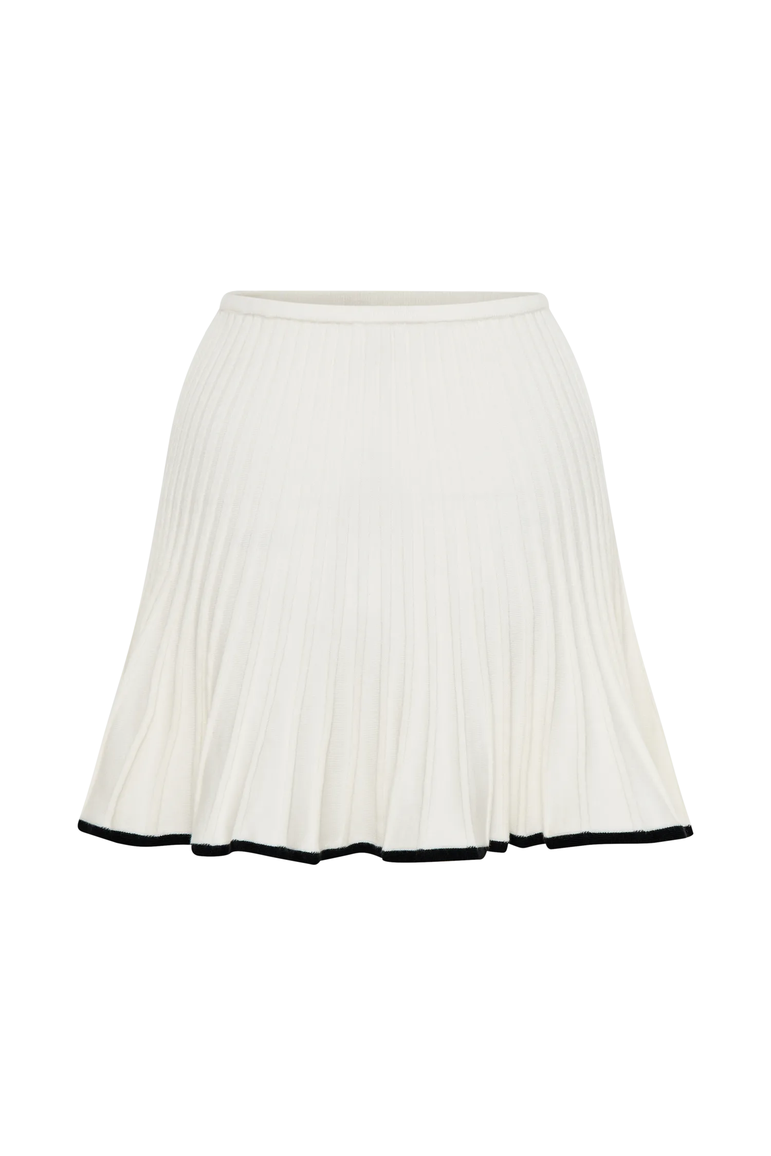 Jolene Contrast Pleated Knit Mini Skirt - White