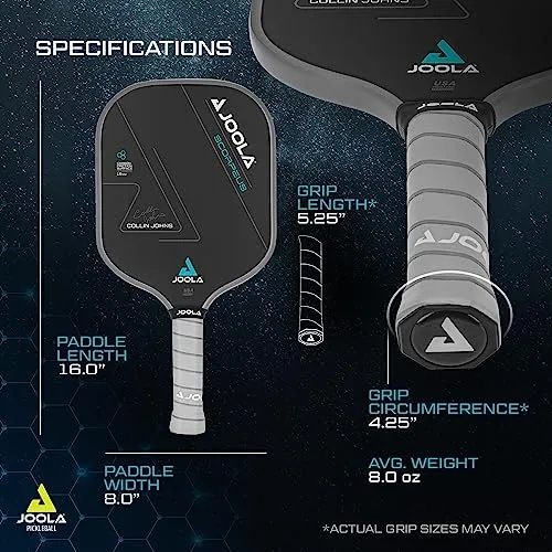 JOOLA Collin Johns Scorpeus Pickleball Paddle w/Charged Surface Technology for Increased Power & Feel - Fully Encased Carbon Fiber Pickleball Paddle w/Larger Sweet Spot - USAPA Approved. 16mm Core