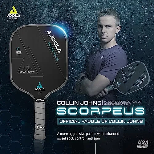 JOOLA Collin Johns Scorpeus Pickleball Paddle w/Charged Surface Technology for Increased Power & Feel - Fully Encased Carbon Fiber Pickleball Paddle w/Larger Sweet Spot - USAPA Approved. 16mm Core