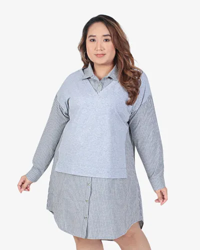 Locklyn Preppy One Piece Tunic Top - Grey