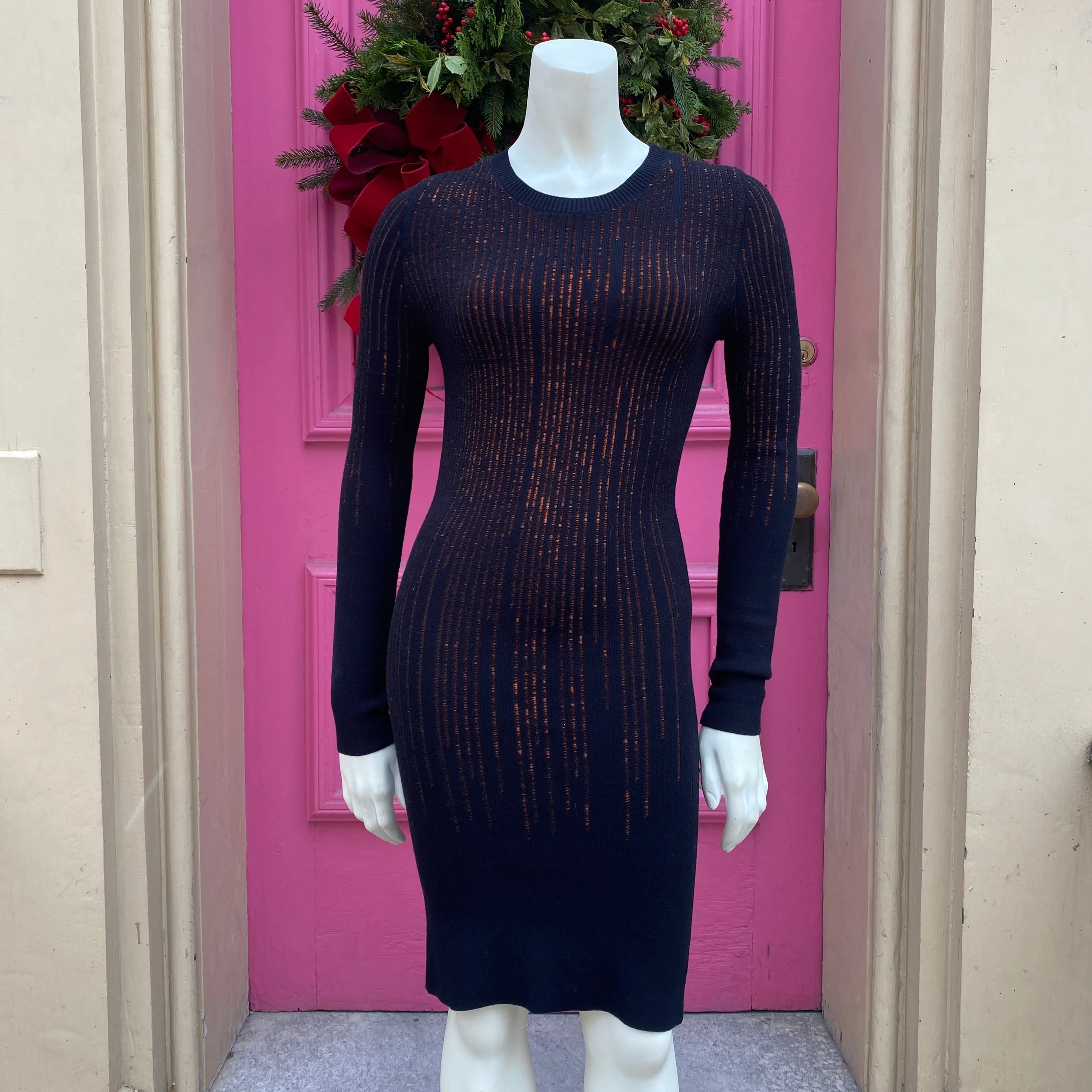 McQ Alexander McQueen black & orange sweater dress size XS