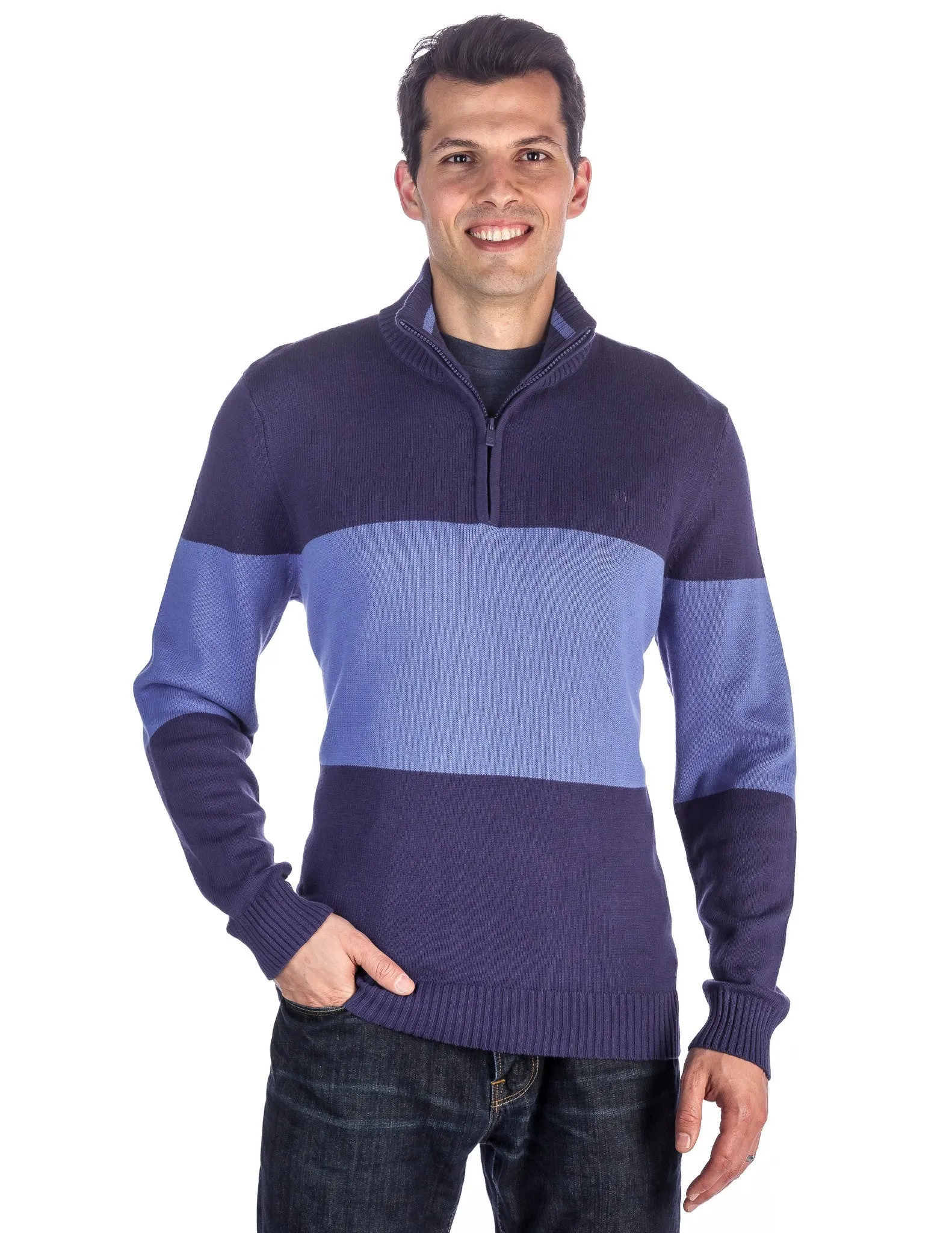 Men's 100% Cotton Half-Zip Pullover Sweater