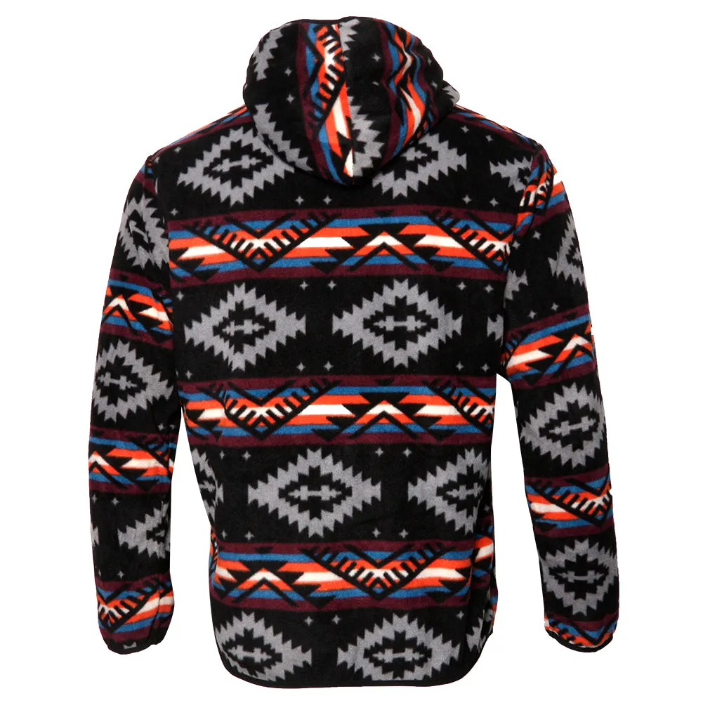 Mens Fleece Hoodie Jacket Navajo Aztec Geometric Print Half Zip Pockets HK80045