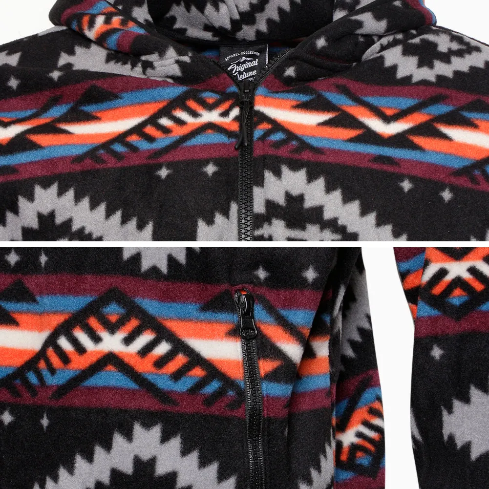 Mens Fleece Hoodie Jacket Navajo Aztec Geometric Print Half Zip Pockets HK80045